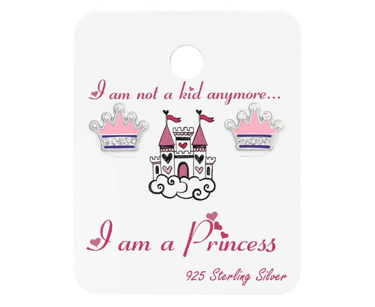 Kids Princess Crown Silver earrings for Girls