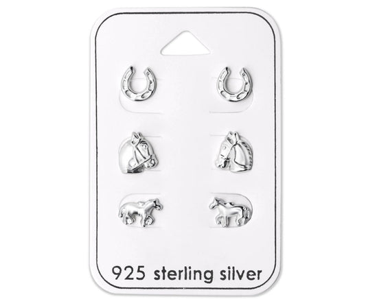 Horse earrings sterling silver