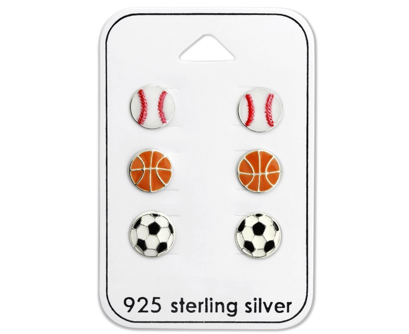 Kids Sterling Silver Football Soccer Earrings Set