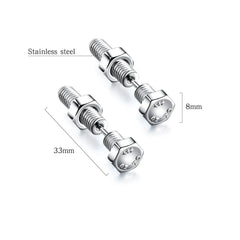 Mens Nut Bolt Barbell Earrings