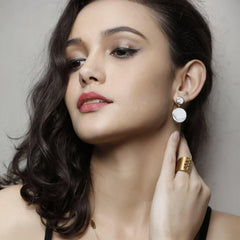 Steel Gold Round Earrings