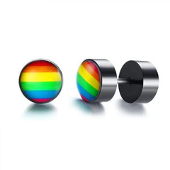 LGBT Pride Black Steel Rainbow Earrings