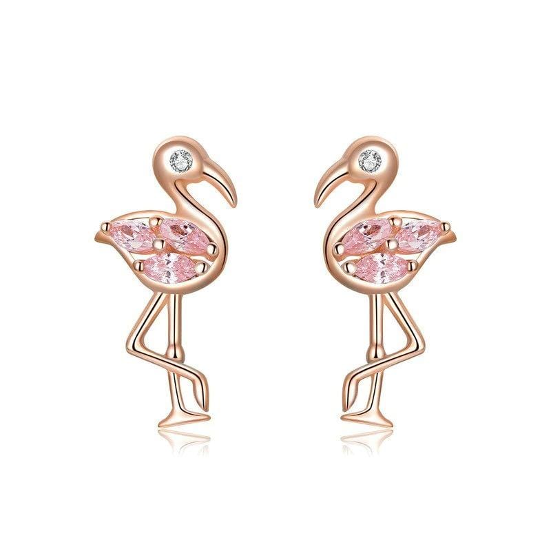 Rose Gold Flamingo Earrings