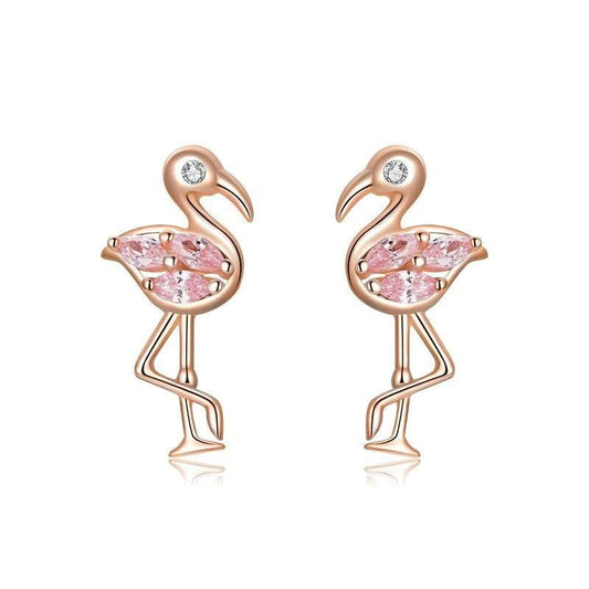 Rose Gold Flamingo Earrings