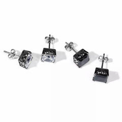 Steel Cubic Zirconia Stud Earrings