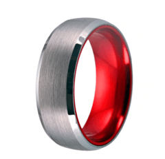 Tungsten Silver Red Wedding Ring