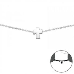 Silver Cross Choker Necklace