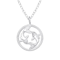 Silver Pisces Zodiac Sign Necklace