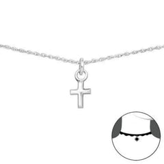 Silver Cross Choker Necklace