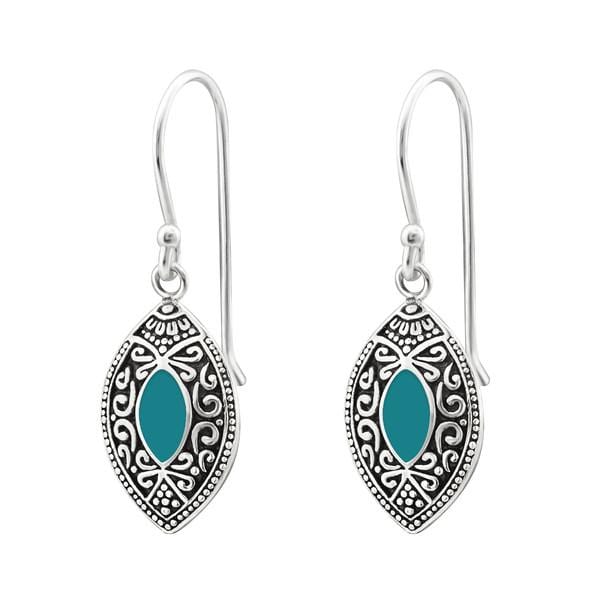 Silver Marquise Green Bali Earrings