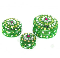 HANDMADE CUT GLASS MULTI-PURPOSE SET OF 3 BOXES