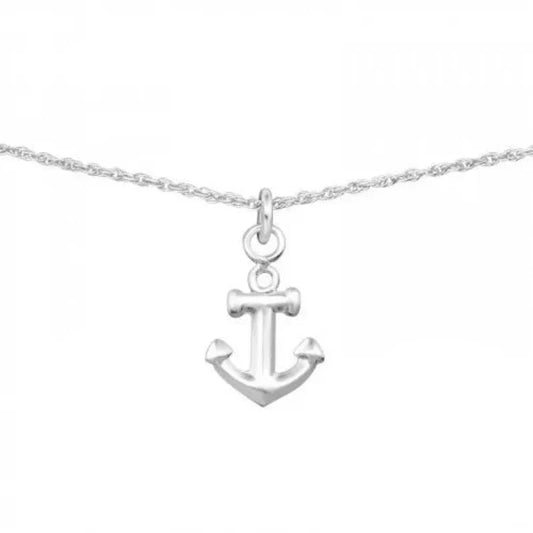 Silver Anchor Choker Necklace