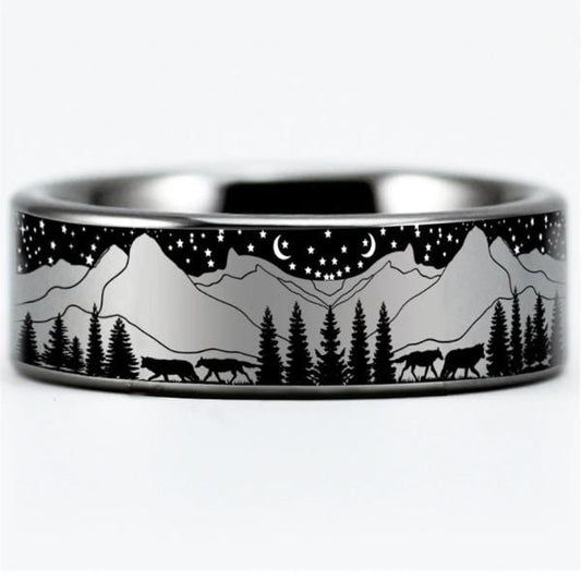 Tungsten  Wolf Ring
