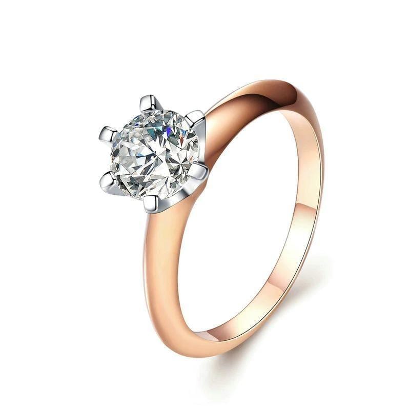 Silver Rose Gold CZ Engagement Ring