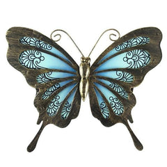 Pink & Blue Vintage Butterfly Metal Wall Art