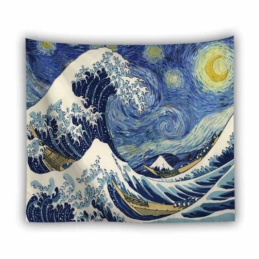 Van Gogh waves Tapestry Wall Hanging