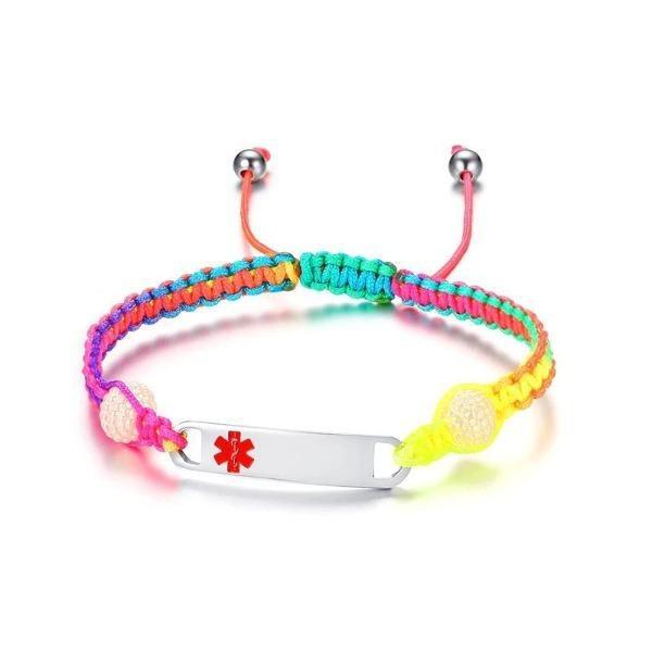 Colorful Engrave Medical Alert ID Bracelet Adjustable