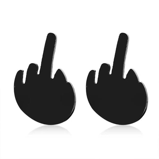 Middle Finger Black earrings