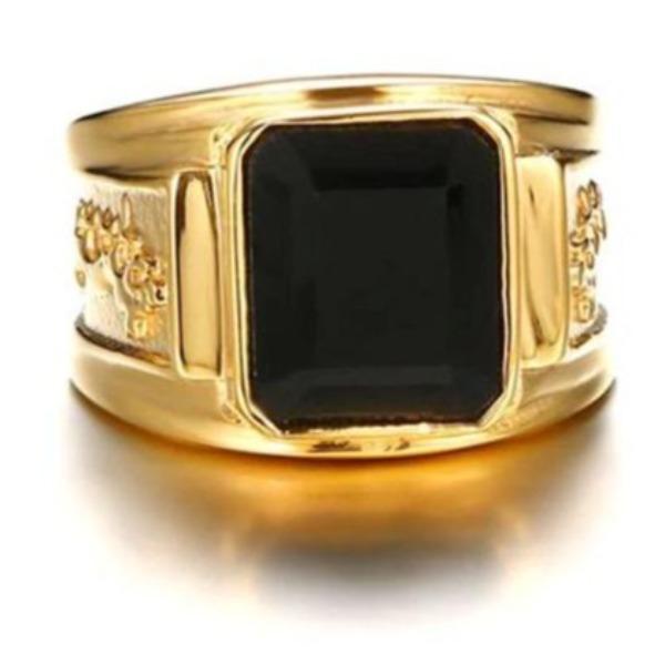 Gold Dragon  Black Stone Signet Ring