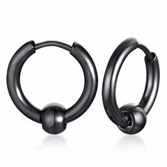 Steel Black Hoop Earrings