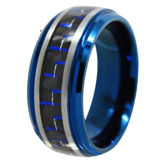 Tungsten Blue Fibre Inlay Ring