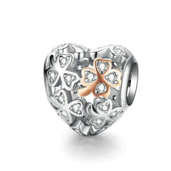 Silver Clover Heart Charm