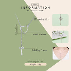 Sterling Silver Heart and Lock Pendant Necklace