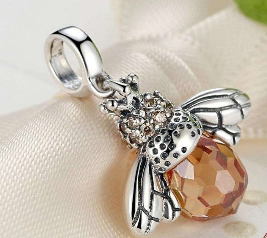 Ornate Silver Bee Pendant