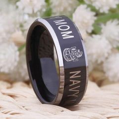 Navy Mom Tungsten Ring