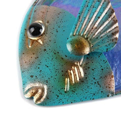 Green and Gold Fish Metal Wall Art
