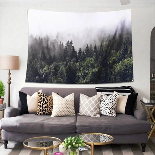 Foggy Forest Landscape Wall Hanging