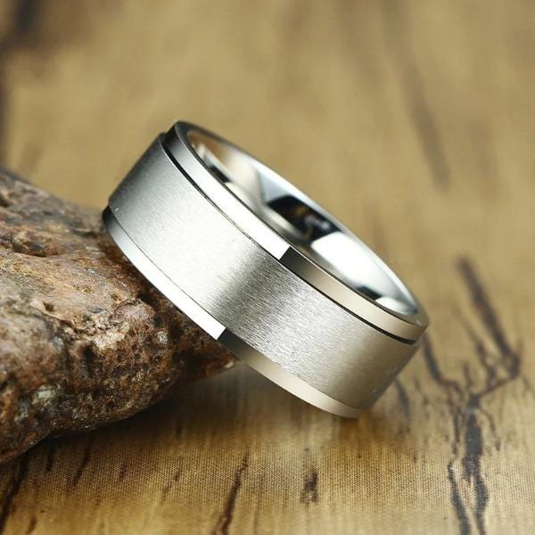 Mens 8mm Silver Spinner Rings