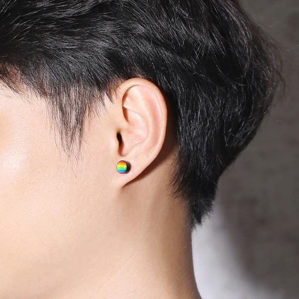 Black LGBT Pride Steel Rainbow Earrings