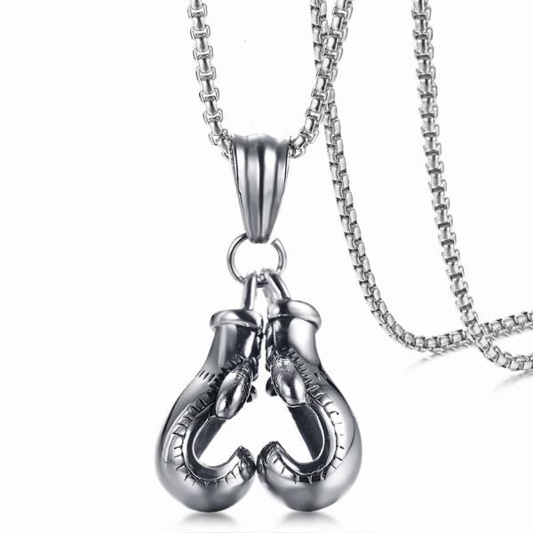 Silver Boxing Gloves Pendant Necklace for Men
