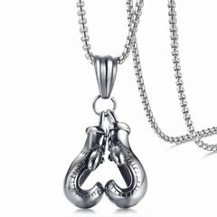Silver Boxing Gloves Pendant Necklace for Men