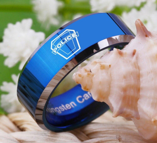 Tungsten Police Ring Blue