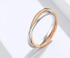 Silver Rose Gold Wedding Engagement Ring
