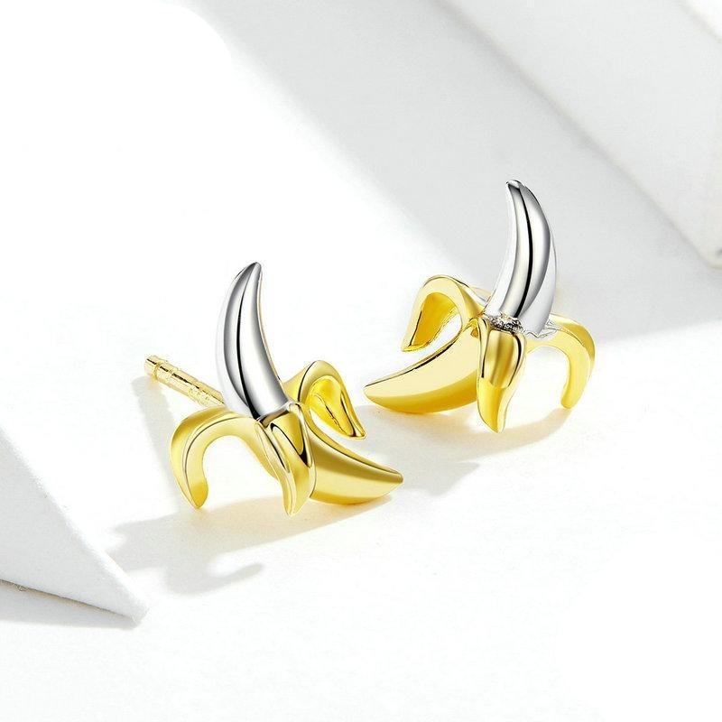 Two-Tone Banana Stud Earrings