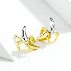 Two-Tone Banana Stud Earrings