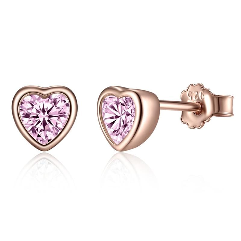 Rose Gold Heart Studs Pink