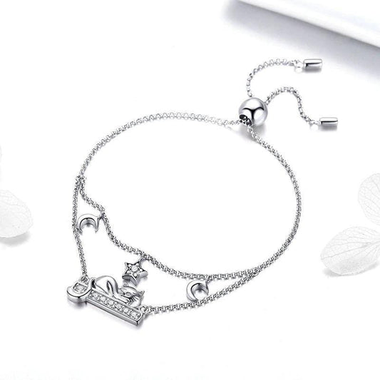 Silver Sleeping Cat Bangle