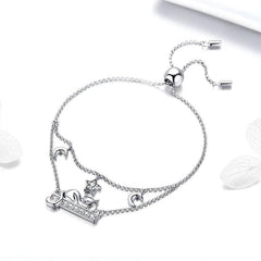Silver Sleeping Cat Bangle