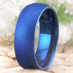 Tungsten Blue Sandblast Ring
