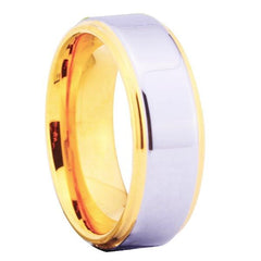 Tungsten Silver and Gold Wedding Band