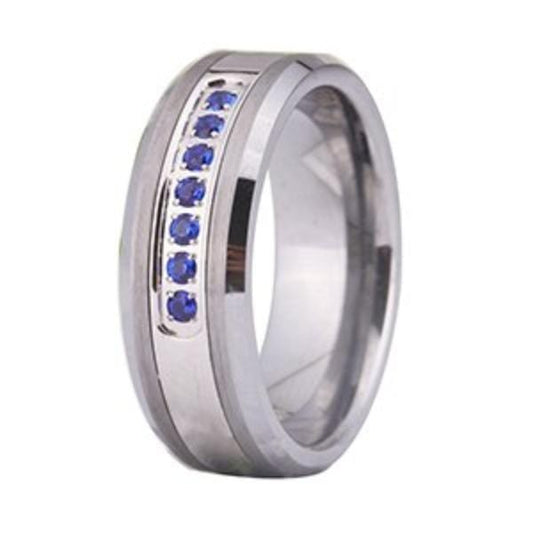 Royal Blue and Sapphire Wedding Band