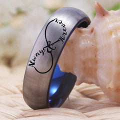Tungsten Always and Forever Couple Wedding Engagement Ring