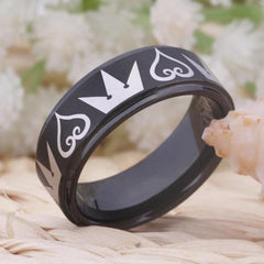 Tungsten 8mm Hearts and Crowns Wedding Bands