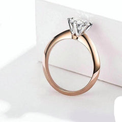 Silver Rose Gold CZ Engagement Ring