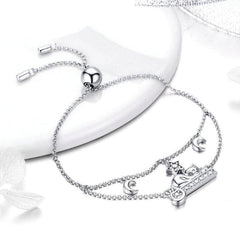 Silver Sleeping Cat Bangle