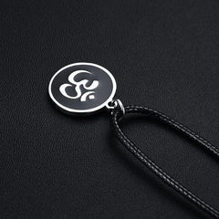 Steel Silver Black Om Pendant Necklace